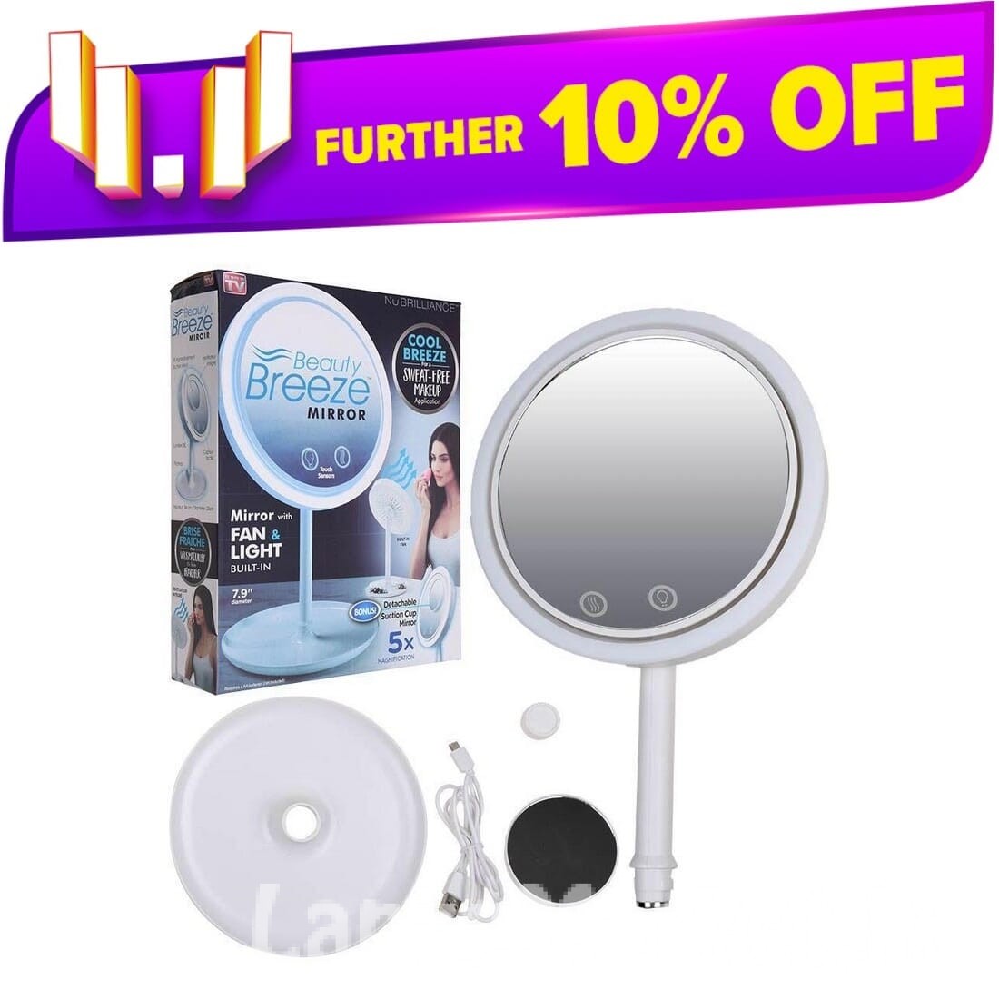 Beauty Breeze Make up Mirror with fan & light