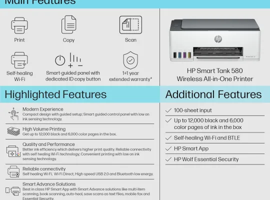 HP Smart Tank 580 All-in-One WiFi Colour Wireless